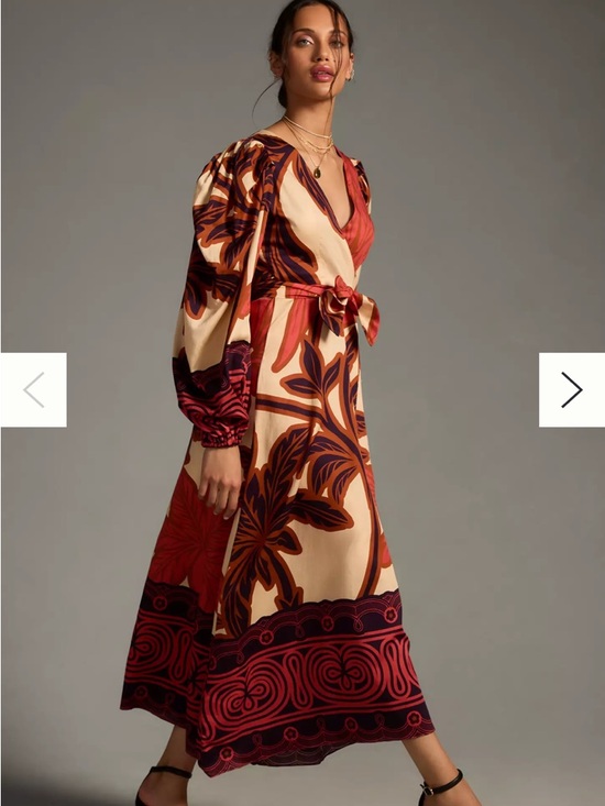 Eugenia Fernandez Dresses & Skirts - Anthropologie EUGENIA FERNANDEZ Long-Sleeve Floral Wrap Midi Dress